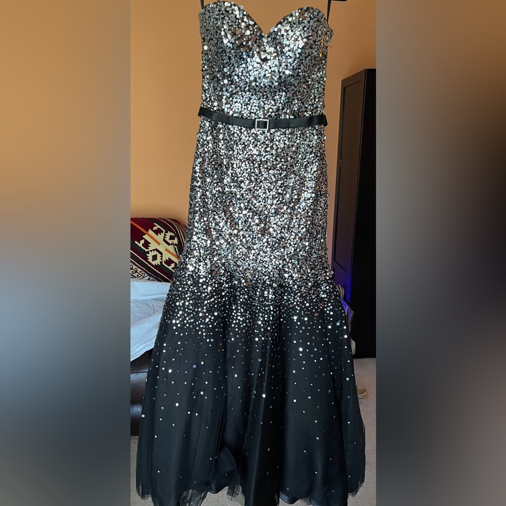 Camille La Vie Black and Silver Sequin Gown